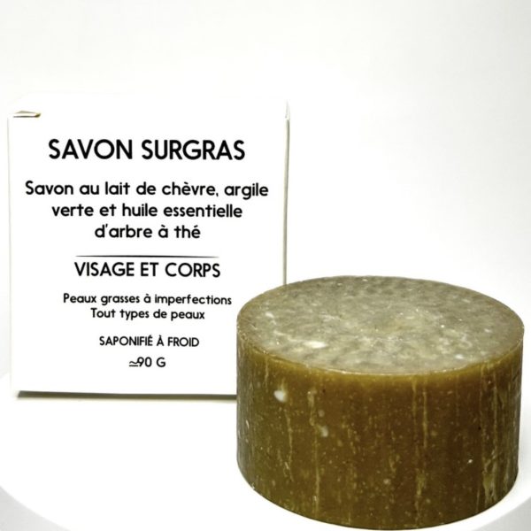 Savon Surgras Lait de Chèvre, Argile Verte & Arbre à Thé
